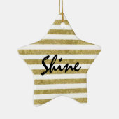 Faux Glittery Gold Stripes Shine Keramisch Ornament (Rechts)