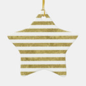 Faux Glittery Gold Stripes Shine Keramisch Ornament (Achterkant)