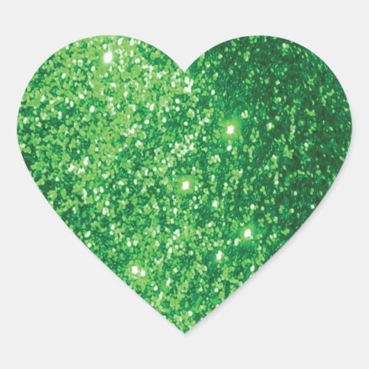 Faux Glittery Green Hart Sticker (Voorkant)