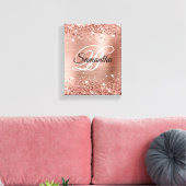 Faux Glittery Roos Gold Foil Fancy Monogram Canvas Afdruk (Insitu (Woonkamer))