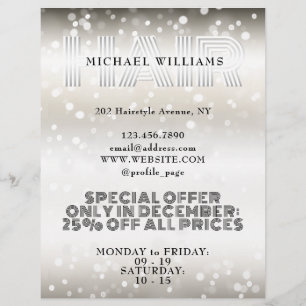 Faux glittery shiny hair salon flyer