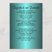Faux Glossy Blauwgroen Blue Green Afstuderen Aankondiging (Achterkant)