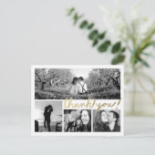 Faux Gold 4 Photo Collage Merci Carte postale (Debout devant)