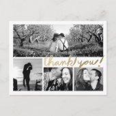 Faux Gold 4 Photo Collage Merci Carte postale (Devant)