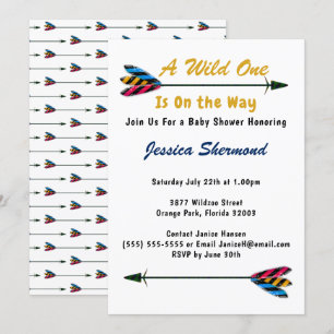 Faux Gold A Wild One Tribal Arrow Baby shower Kaar Kaart