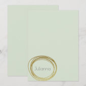 Faux Gold Abstract Cirkel Design Mint Sage Name Notitiekaartje (Voorkant / Achterkant)