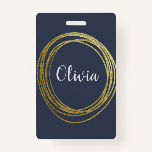 Faux Gold Abstract Cirkelontwerp met naam Badge