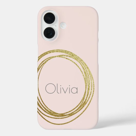 Faux Gold Abstract Cirkelontwerp met naam Case-Mate iPhone Case (Achterkant)