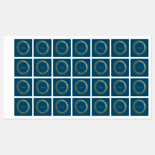 Faux Gold Abstract Cirkelontwerp met naam Labels (Vel)