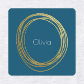 Faux Gold Abstract Cirkelontwerp met naam Labels (Design 1)