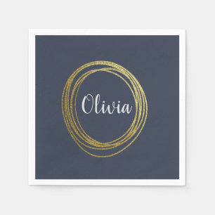 Faux Gold Abstract Cirkelontwerp met naam Servet