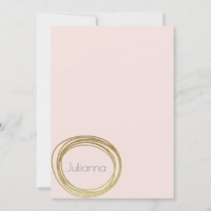 Faux Gold Abstracte Cirkel Ontwerp Blush roze naam Notitiekaartje