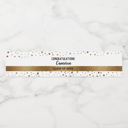 Faux Gold Afstuderen, aangepast jaar op maat Waterfles Etiket (Enkel label)