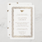 Faux Gold Afternoon Tea Bruids/Trouwdouche Kaart (Voorkant / Achterkant)