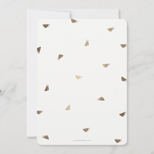 Faux Gold Afternoon Tea Bruids/Trouwdouche Kaart (Achterkant)