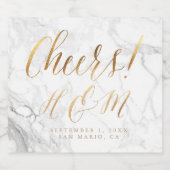 Faux Gold Ampersand, A-Z Monogram Marmer Sparkling Wijnetiket (Enkel label)