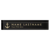 Faux Gold Ancre Black Custom Desk Plaque d'identif (Devant)