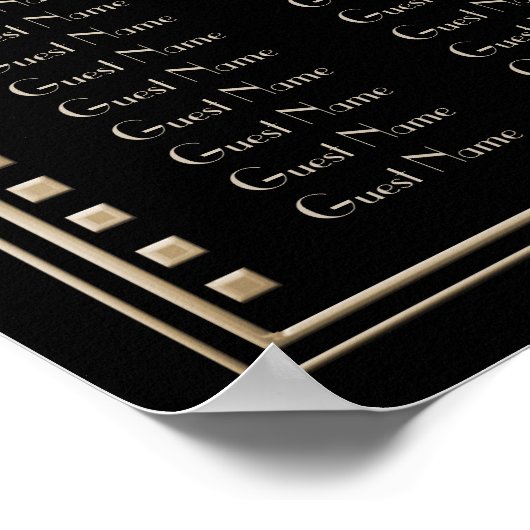 Faux Gold Art Déco Gatsby Mariage Seing Chart (Coin)
