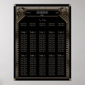 Faux Gold Art Déco Gatsby Mariage Seing Chart (Devant)