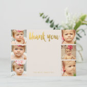 Faux Gold Baby Merci 6 Cartes Flat Frame (Debout devant)