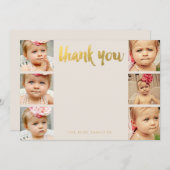 Faux Gold Baby Merci 6 Cartes Flat Frame (Devant / Derrière)