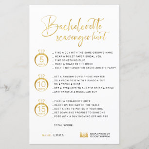 Faux Gold Bachelorette Scavenger