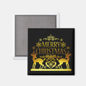 Faux Gold Black Merry kerst Magnet Magneet (Voorkant / Achterkant)