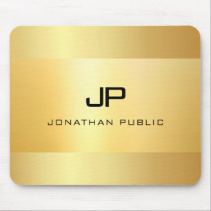 Faux Gold Black Modern Elegant Monogram Sjabloon Muismat