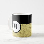 Faux Gold Black Monogramme Initiale Mug de café (Devant gauche)