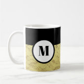 Faux Gold Black Monogramme Initiale Mug de café (Gauche)