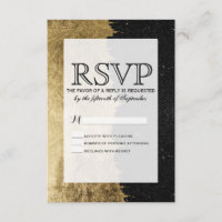 Faux Gold & Black Starry Night Brushstrokies RSVP