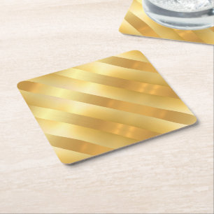 Faux Gold Blank Moderne Glamoureuze Sjabloon Vierkante Kartonnen Onderzetter