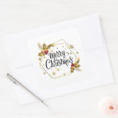 Faux Gold Bloemen Vrolijk Kerstfeest | Sticker Sea (Envelop)