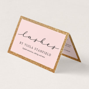 Faux Gold & Blush Pink wimpers nazorg Visitekaartjes