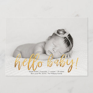 Faux Gold Bonjour bébé! Faire-part de naissance ph