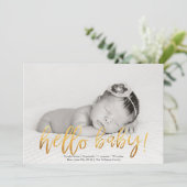 Faux Gold Bonjour bébé! Faire-part de naissance ph (Debout devant)