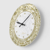 Faux Gold Border met Custom White Background Grote Klok (Hoek)