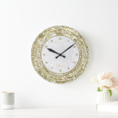 Faux Gold Border met Custom White Background Grote Klok (Huis)