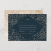 Faux Gold Botanique Frame Weddin RSVP (Devant / Derrière)
