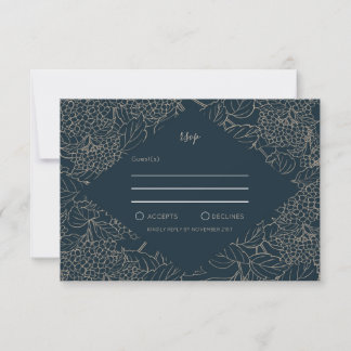Faux Gold Botanisch Lijst Weddin RSVP Kaartje