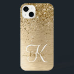 Faux Gold brossé Parties scintillant en métal Nom<br><div class="desc">Personnalisez facilement ce design coque iphone chic et branché avec une jolie parties scintillant dorée brillante sur un arrière - plan métallique brossé à l'or.</div>