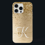 Faux Gold brossé Parties scintillant en métal Nom<br><div class="desc">Personnalisez facilement ce design coque iphone chic et branché avec une jolie parties scintillant dorée brillante sur un arrière - plan métallique brossé à l'or.</div>