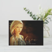 Faux Gold Brush Script Afstuderen Dank u Kaarten (Staand voorkant)