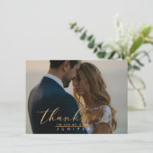 Faux Gold Brush Script Foto Dank u Kaarten (Staand voorkant)