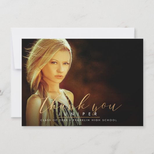 Faux Gold Brush Script Graduation Merci Cartes (Devant)