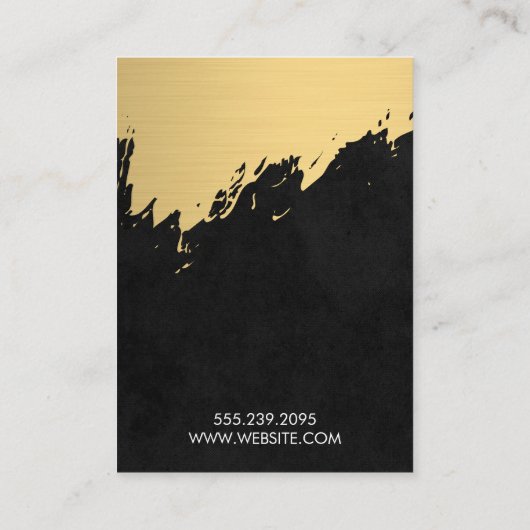 Faux Gold Brushed Black met monogram Visitekaartje (Achterkant)
