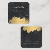 Faux Gold Brushed | Marmer Vierkante Visitekaartje (Voorkant / Achterkant)