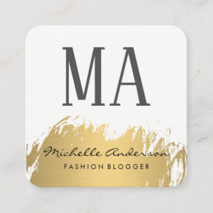Faux Gold Brushed Monogram Variatie Vierkante Visitekaartje