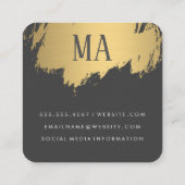 Faux Gold Brushed Monogram | Variatie Vierkante Visitekaartje (Achterkant)