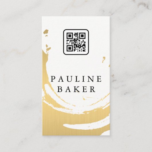 Faux Gold Brushed | QR-code Visitekaartje (Voorkant)